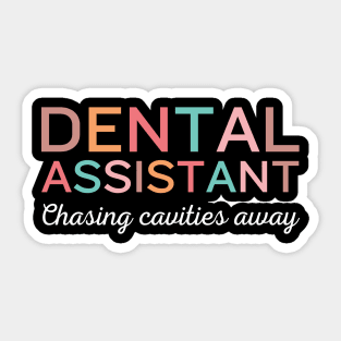 Chasing cavities away Funny Retro Pediatric Dental Assistant Hygienist Office Sticker